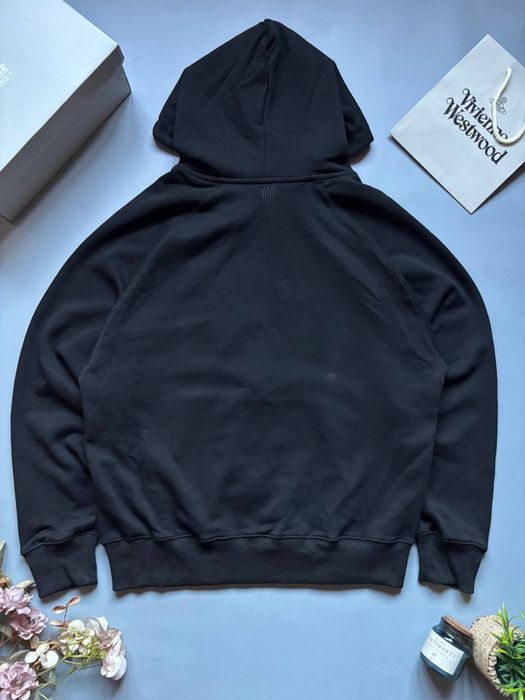 Зип-худи Ами черная мужскя на молни Кофта Ami черная Худи Ами Худи Ami