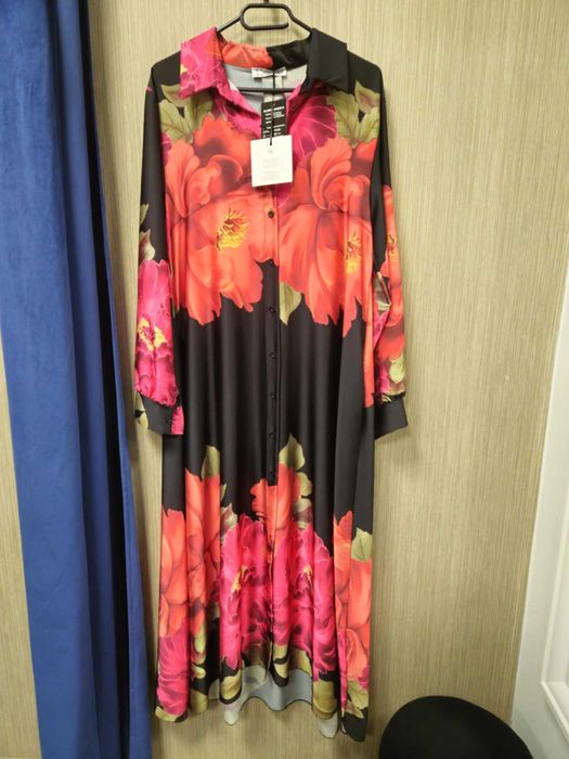 Sukienka długa, czarna, kwiaty plus size Infinite Italy !!!