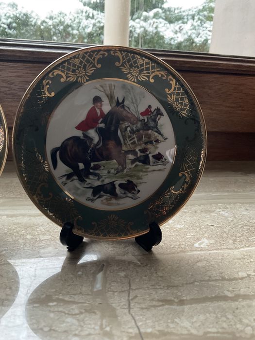 Talerzyki porcelanowe z motywem łowieckim/nowe