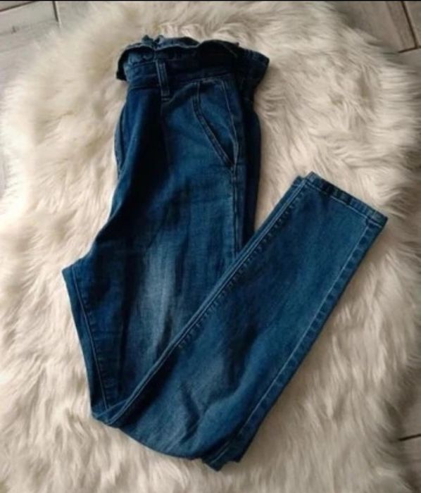 Spodnie jeansowe dżinsowe skiny wysoki stan bawełna S 36