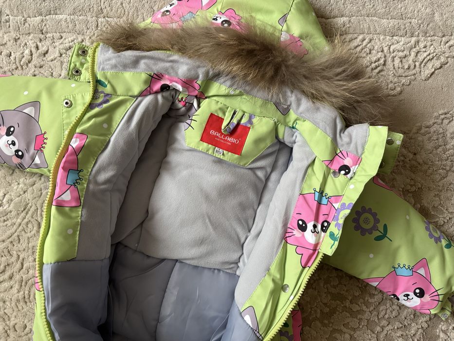 Зимовий/зимний суцільний термокомбінезон на дівчинку/девочку 86-92