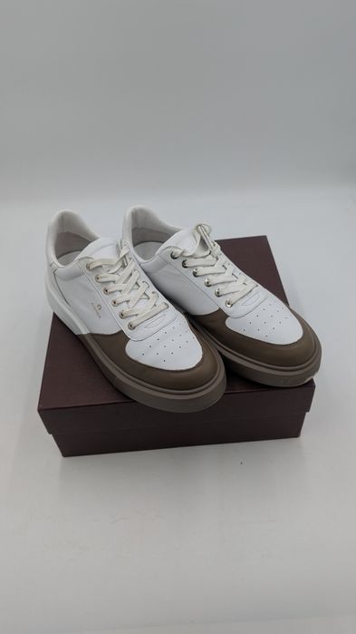 buty sneakersy aigner skórzane białe brązowe luksusowe trampki rozmiar 41