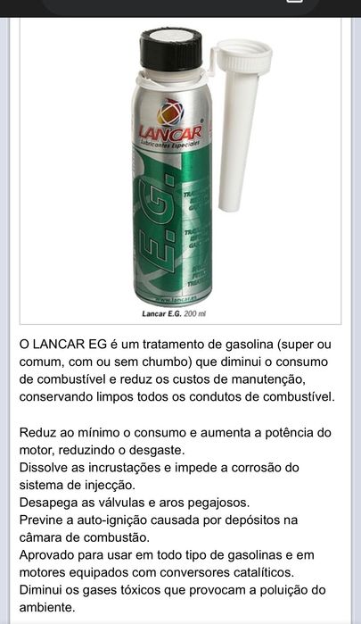 Aditivo gasolina LANÇAR EG 200ml