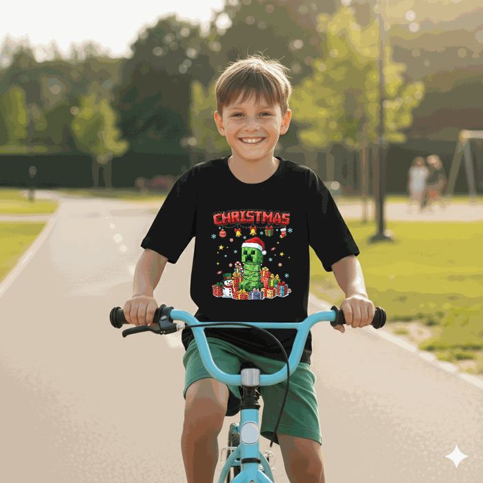 Koszulka dziecięca czarna creeper w minecraft prezent święta 152