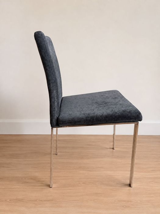 Mesa de jantar vidro temperado preto com seis cadeiras