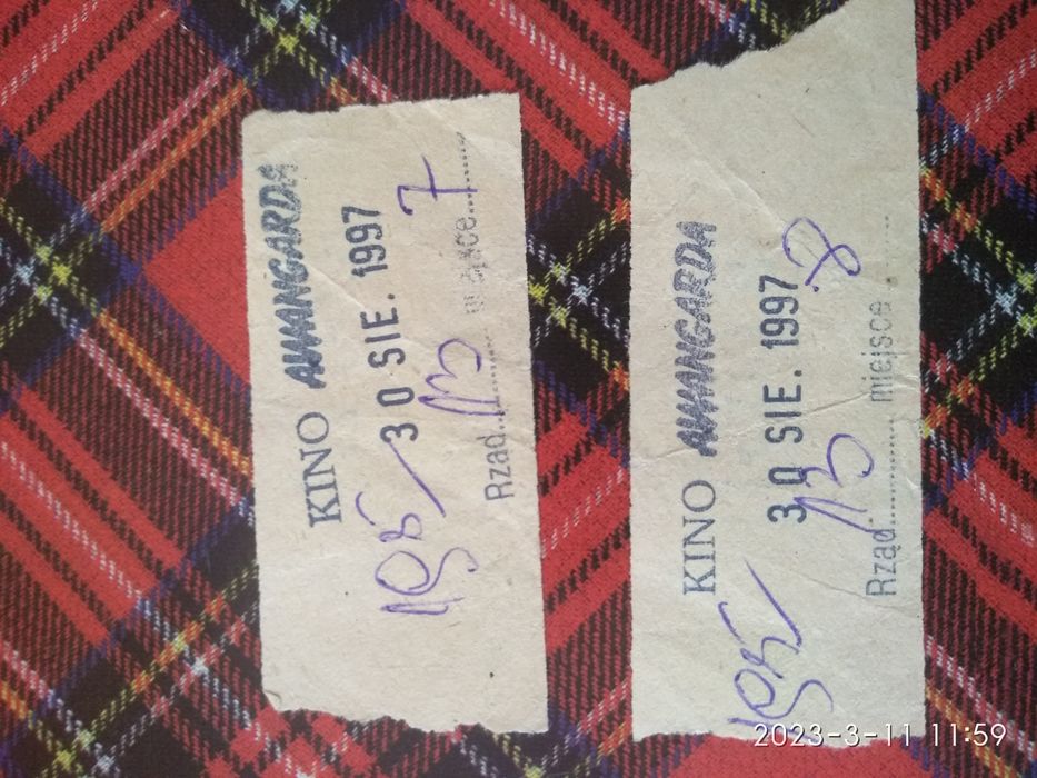 Stare bilety do kina awangarda z 1997 roku