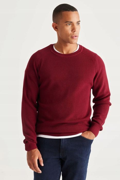Męski sweter akrylowy z okrągłym dekoltem bordowy 2xl 5ga