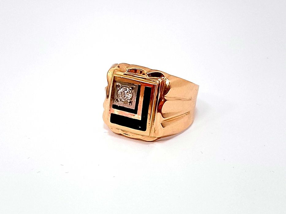 Złoty sygnet z cyrkonią r29 w:9,06