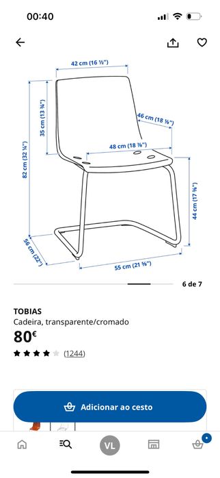conjunto 4 cadeiras tobias ikea - acrilico transparente com cromado prateado