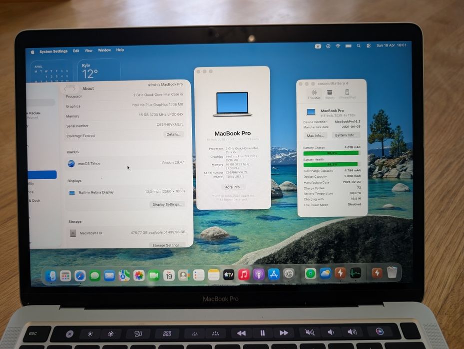 MacBook Pro 2020/2021, a2251, 13"  і5, 16/512 ГБ, як новий, 72 цикли