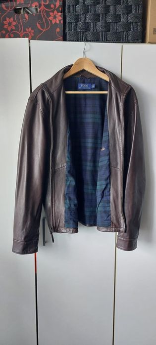 Kurtka skórzana Polo Ralph Lauren brązowa, rozmiar  L