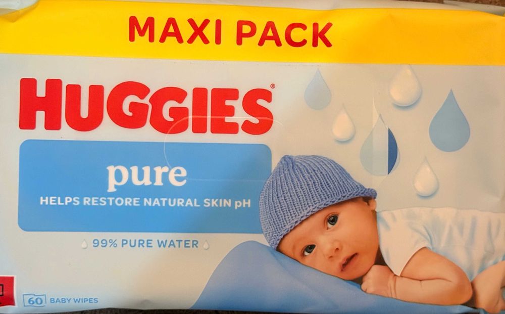 дитячі вологі серветки Huggies pure 60 Pampers aqua Baby Love Mama
