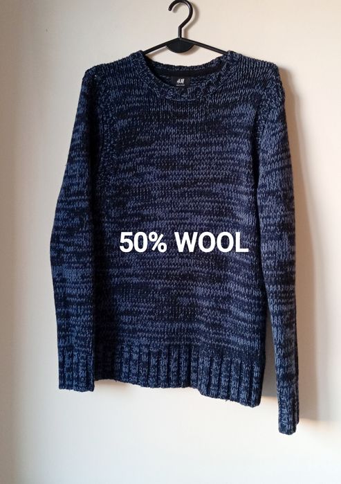 Granatowy wełniany sweter , H&M, rozmiar S