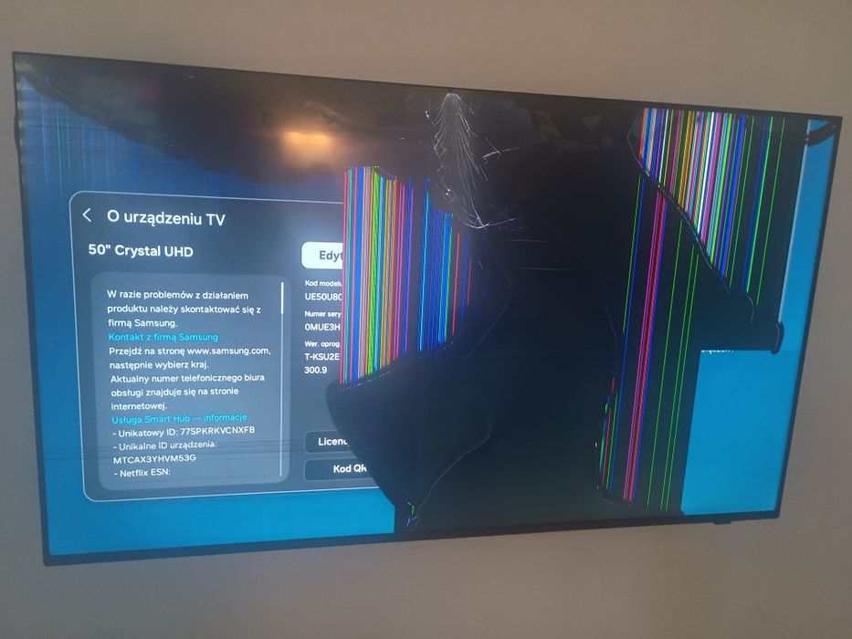 Telewizor Samsung 50 cali Smart TV uszkodzony
