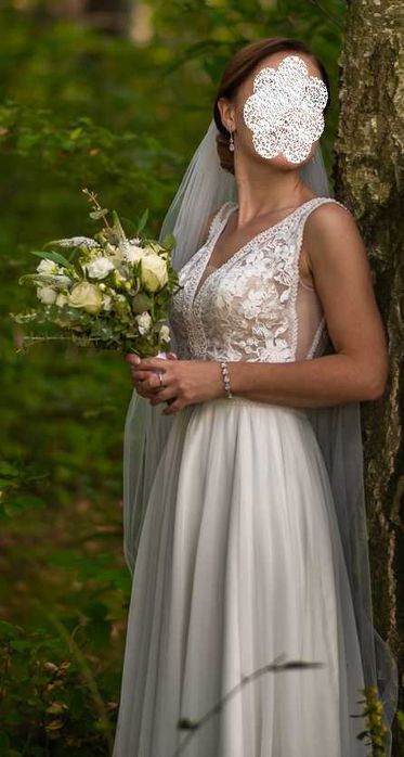 Suknia ślubna rustykalna Afrodyta - Ventura r. 36/38 muślin 163 cm