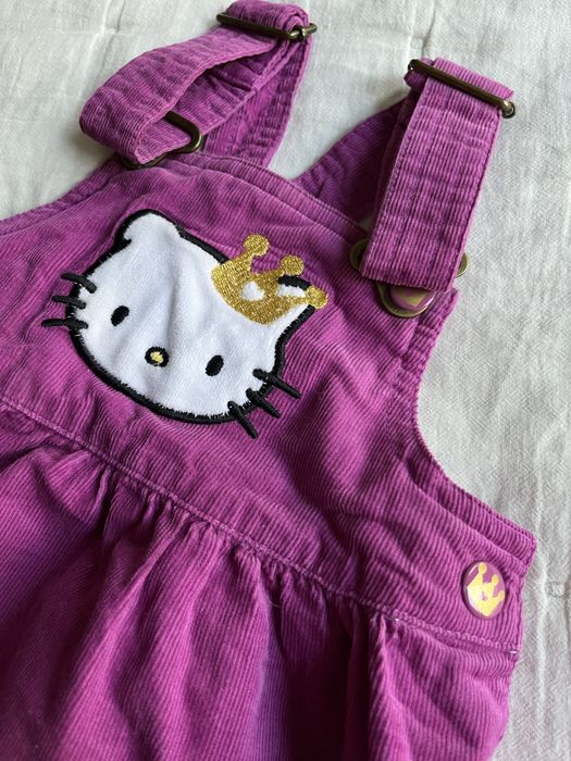 Sukienka na szelkach ogrodniczka sztruks Hello Kitty H&M 74