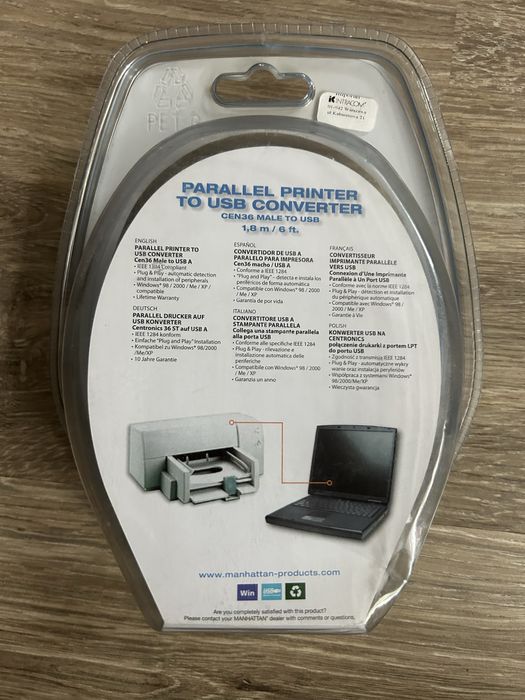 Konwerter USB do drukarki Manhattan długość 1,8 m