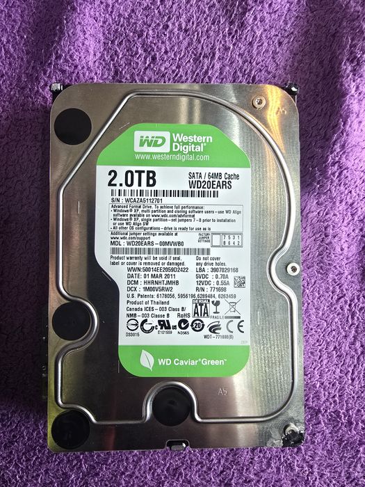 WD 2TB 64mb sata III 3.5" WD20EARS