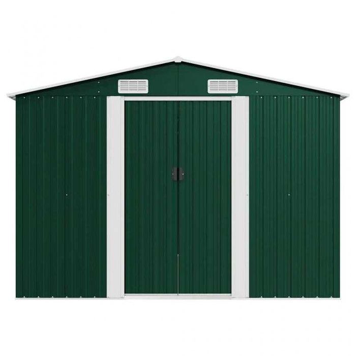 Abrigo de Jardim Metálico 257x392x181 cm – Verde