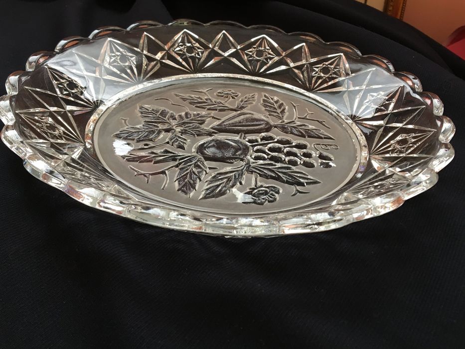 Patera na owoce, szkło , vintage, śr 30 cm