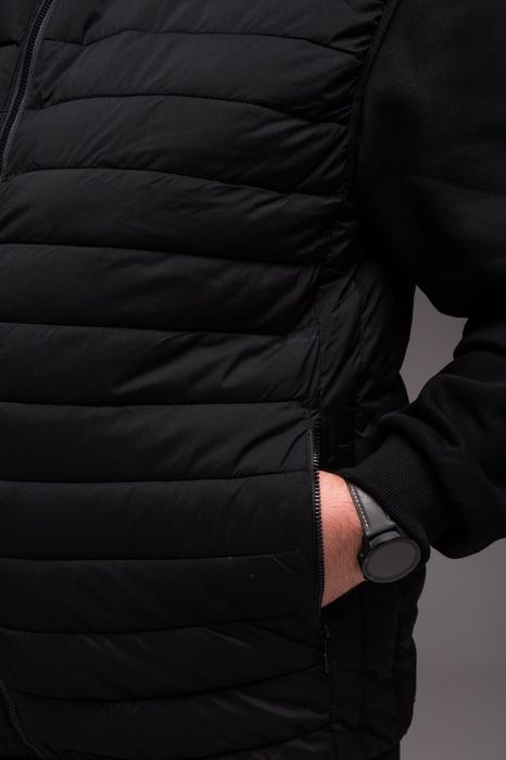 БАТАЛ жилетка чоловіча на весну чорна з капюшоном  64 - 72 розмір