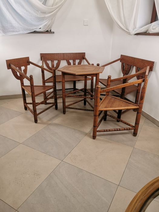 Zestaw Monk stół i krzesła design boho rustykalny