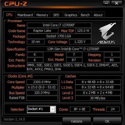 i7-13700KF + płyta Z790 AORUS ELITE X WiFi 7 + AIO (zestaw, gwarancja)