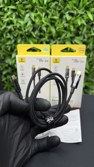 Кабель Baseus Explorer Series Type-C Type-C 100W 1м Auto Power-Off USB-C швидка зарядка PD для ноутбука телефону чорний P10319703111-00