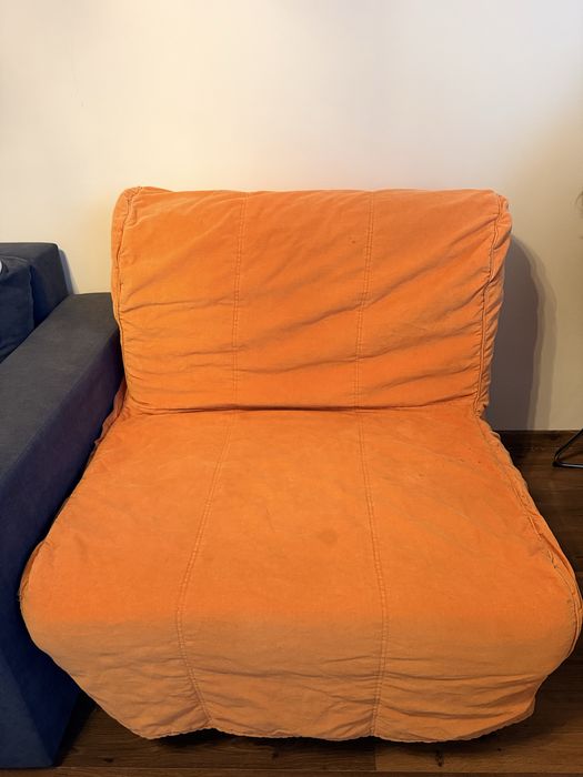Fotel rozkładany IKEA LYCKSELE z materacem – funkcja spania