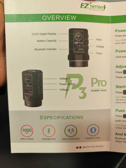 Máquina de Tatuagem EZ P3 Pro – Nova (nunca usada)