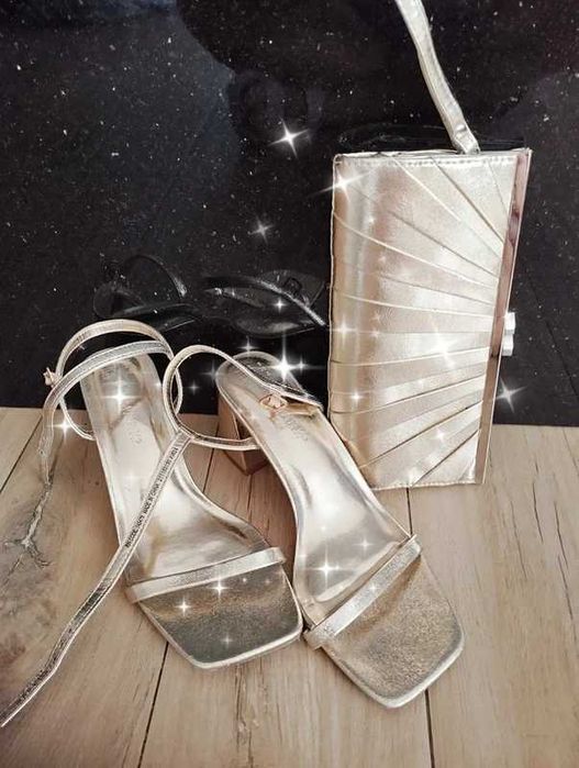 buty złote sandaly paski torebka zlota r 39
