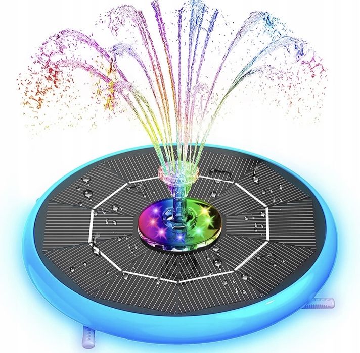 Fontanna ogrodowa solarna LED RGB – pływająca pompa do oczka wodnego