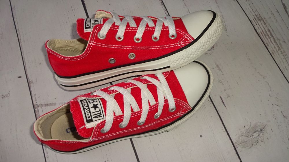 CONVERSE conversy CZERWONE NISKIE  r.34 wkł.21cm  SUPER STAN cudne