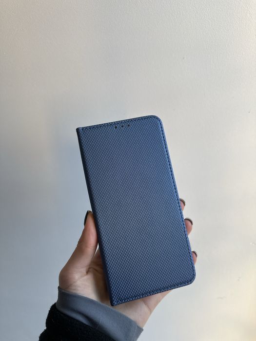 Szkło hartowane i etui zamykane niebieskie do MOTOROLA G75