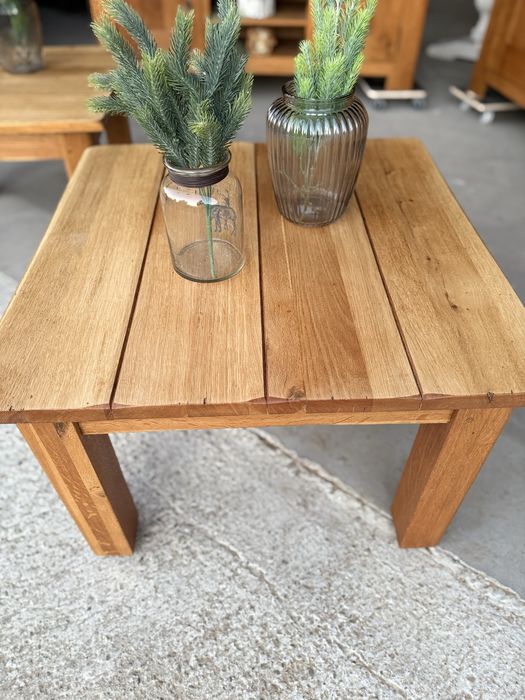 Mały Stolik DĘBOWY drewniany rustykalny prosty ponadczasowy 70 vintage