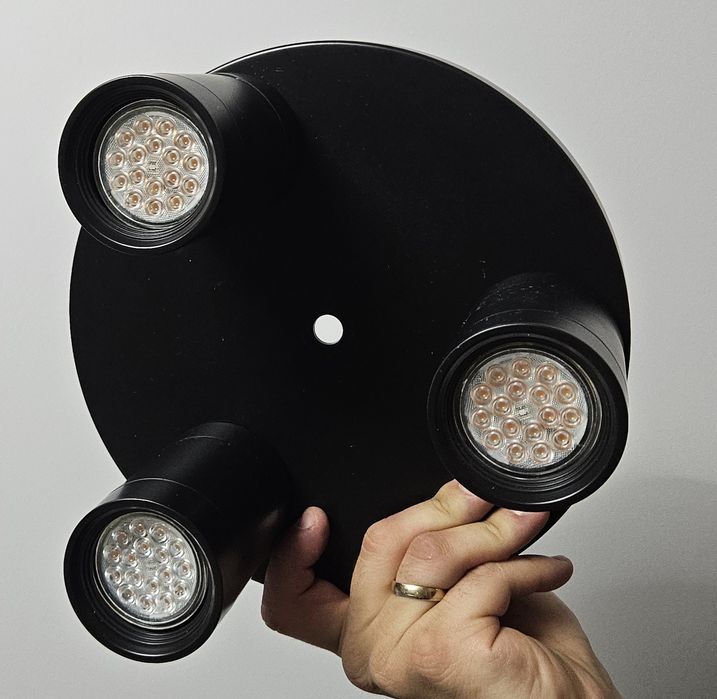 Kinkiet okrągły lampa sufitowa na trzy, czarny