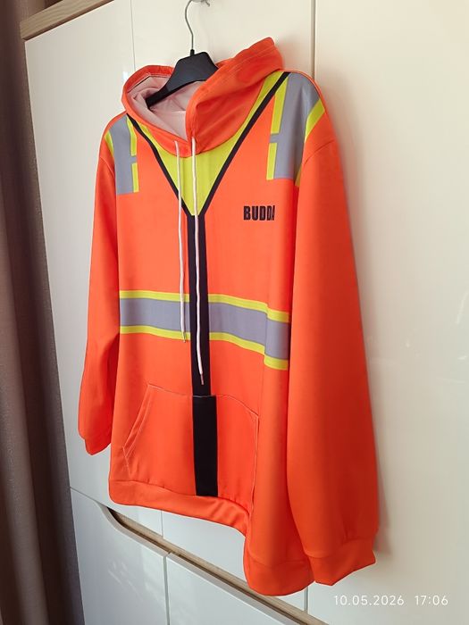 Nowa bluza męska 2XL pomarańczowa BUDDA neon odblaski