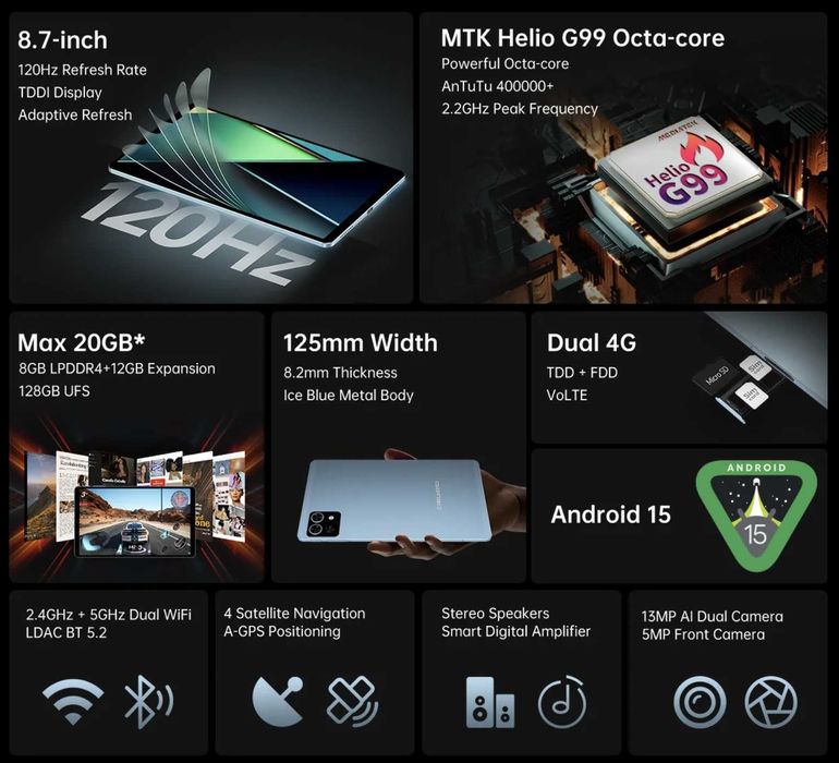 Планшет Teclast T50 Mini укр. мова, G99, LTE, з оригінальним чохлом