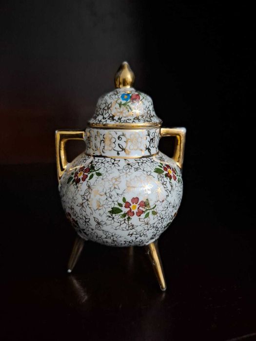 Pote Cerâmica da Athena OAL pintado à mão e ouro