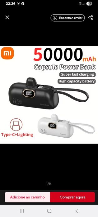 Mini power bank, 5,000 mAh capacity for mobile phones, fast charging64729905389443121