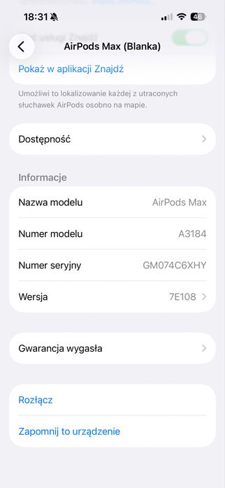 Oryginalne Apple airpods max