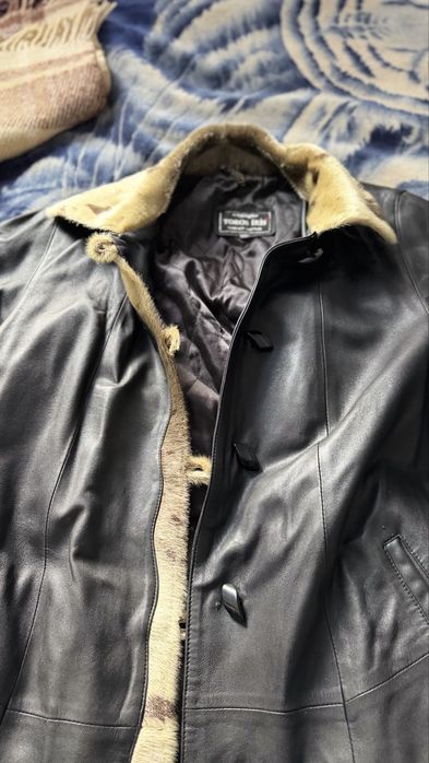 Шкіряне пальто з підкладкою весна-осінь
