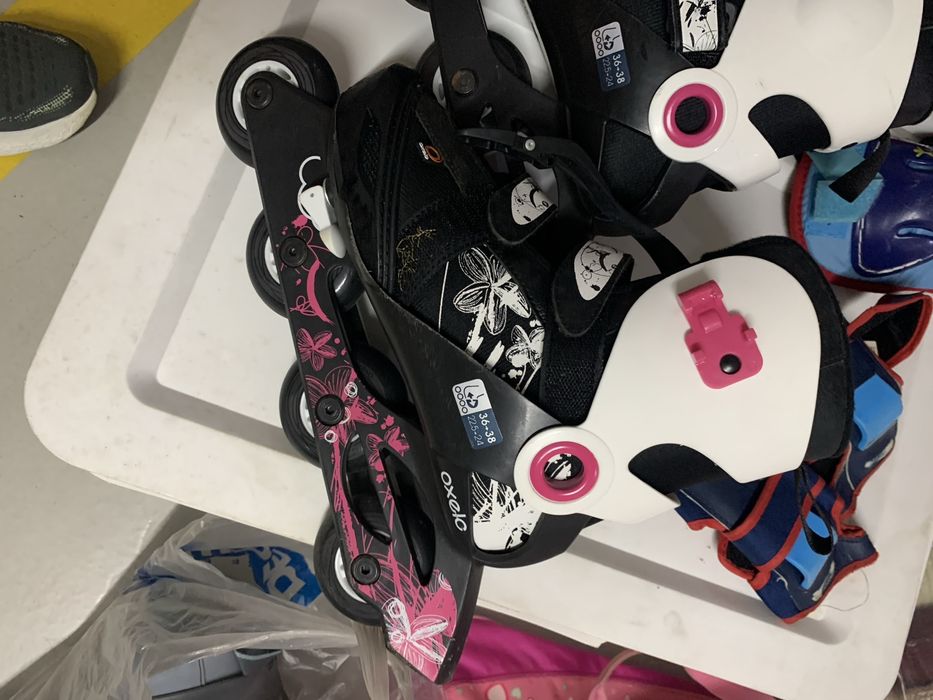 Patins + proteções + saco