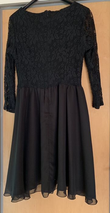 Sukienka czarna koronkowa S M L rękaw 3/4 długi rękaw