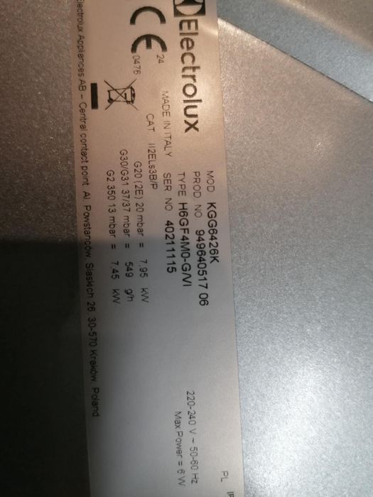 Płyta gazowa Elektrolux KGG6426K