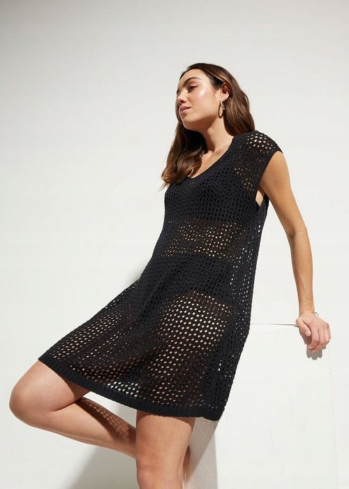 B.P.C plażowa tunika ażurowa czarna 52/54.