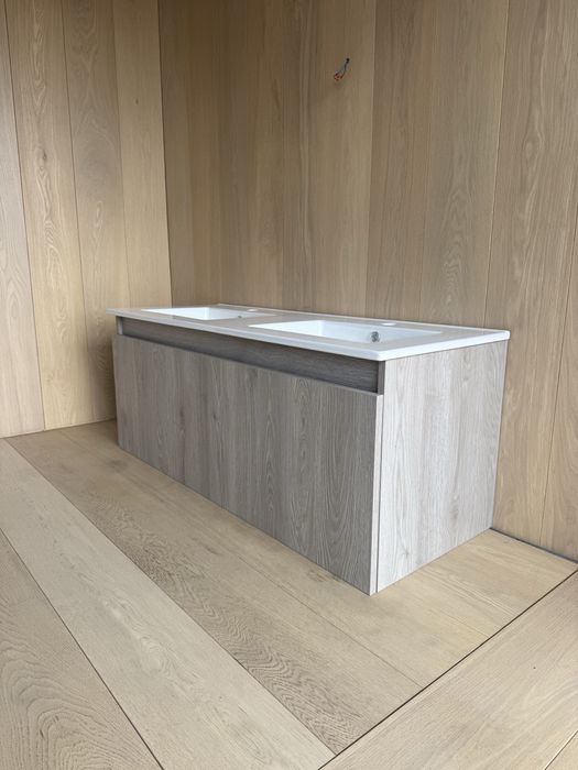 NOWA szafka łazienkowa DELPHA 120 cm z podwójną umywalką