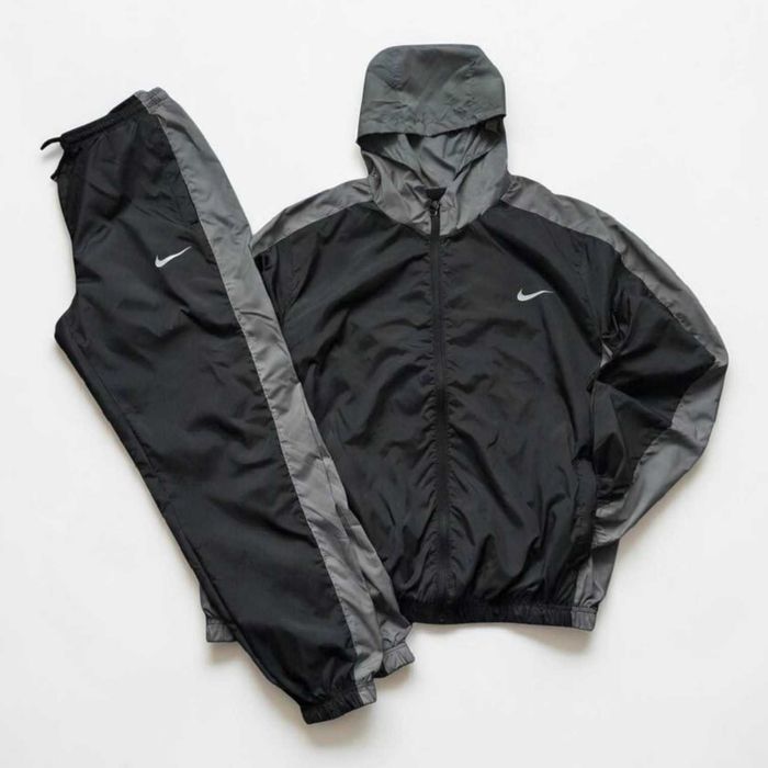 Чоловічий спортивний костюм Nike демісезонний з плащівки чорний | Мужской спортивный костюм Найк черный из плащевки весна лето S M L XL XXL XXXL