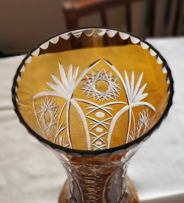 Wazon, kryształ, pomarańczowo brązowy