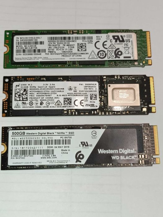 OKAZJA !!! Dysk dyski NVME 512GB SSD M.2 PCIe gen 3 laptop PC konsola stan bdb Samsung Hynix Micron
